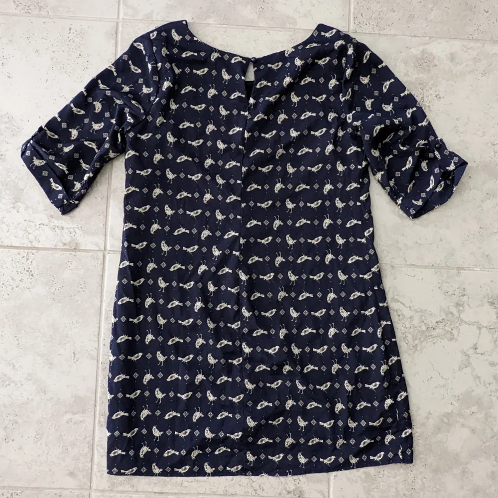 Lily Rose Navy Blue Dress with Bird Pattern - Picture 2 of 7